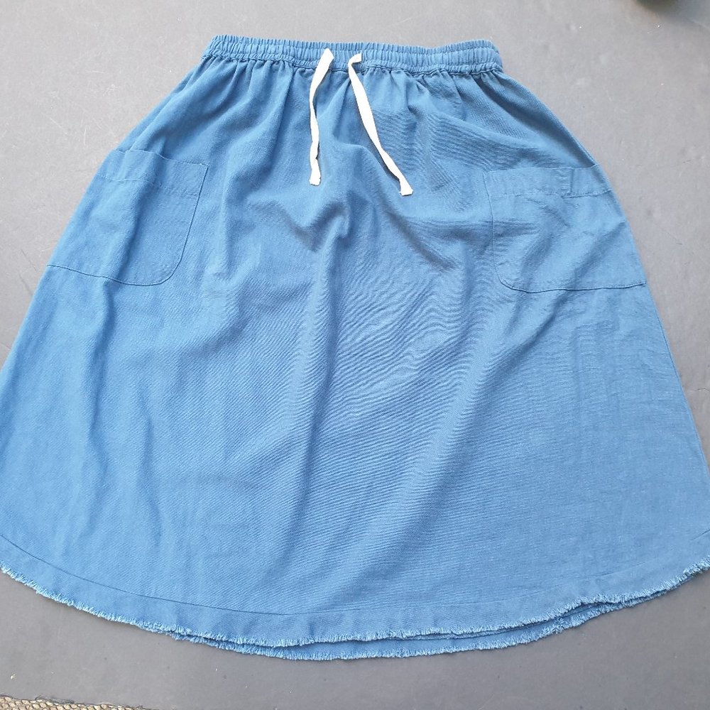 KIN Skirt Blue Organic Cotton XS Dirndl Fair Trade Low Impact Dye